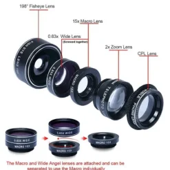 Apexel 5 in 1 Clip on Lens Kit