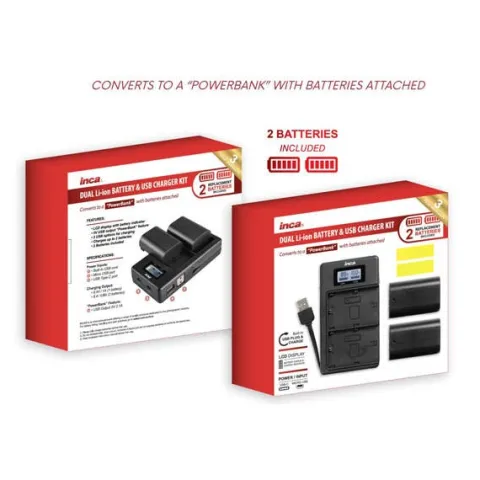Inca Dual USB Charger with 2x NPFZ100 Batteries
