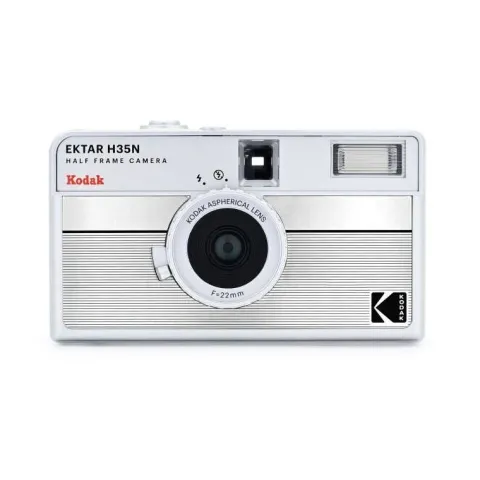 Kodak H35N Half Frame 35mm Film Camera w/Flash - Silver Stripe/Silver