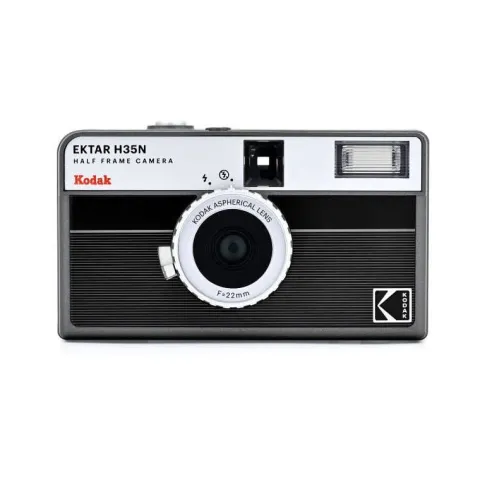 Kodak H35N Half Frame 35mm Film Camera w/Flash - Black Stripe/Silver