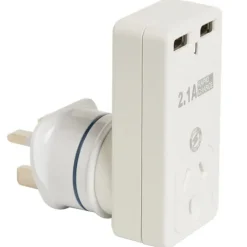 Korjo 2 Port UK EURO Adapter 2.1 AMP Rapid Charge