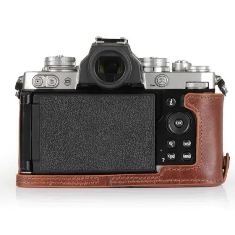 MegaGear Leather Half Case with Strap - Nikon Z FC - Tan
