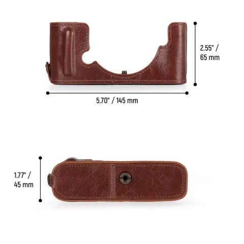 MegaGear Leather Half Case with Strap - Nikon Z FC - Tan