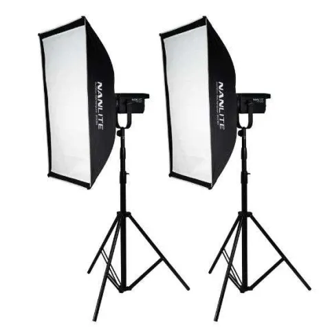 Nanlite FS300 5600K Bi Colour LED Monolight (AC) - Twin Kit with Stands
