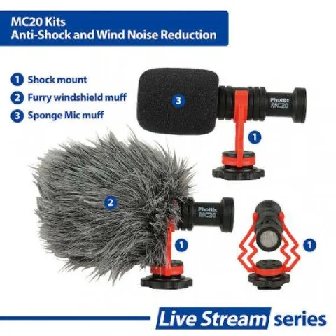 Phottix MC20 Vlog Kit - Microphone with Stand