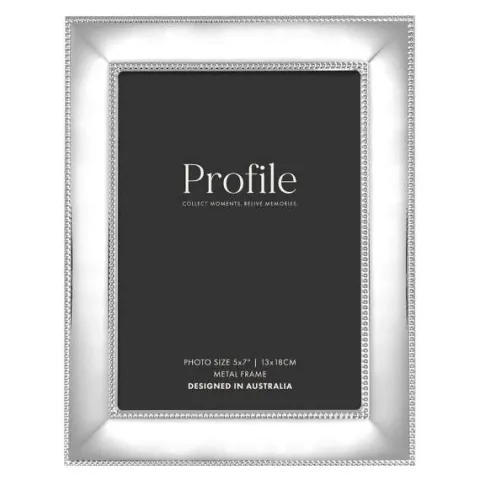 Profile Romance Silver Beaded Metal 5x7" frame