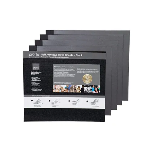 Profile Self Adhesive Refill 335x325 Black - 10 Pages (5 Sheets)