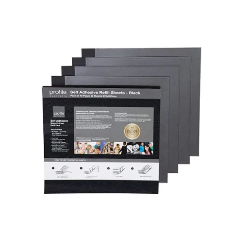Profile Self Adhesive Refill 275x300 Black - 10 Pages (5 Sheets)