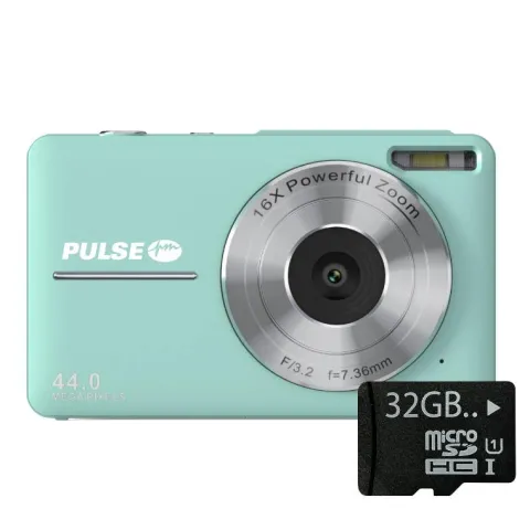 Pulse DC44 Digital Compact Camera w/32GB Card- Green