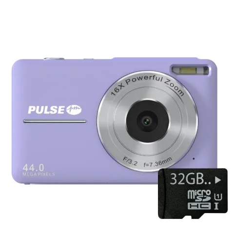 Pulse DC44 Digital Compact Camera w/32GB Card - Purple